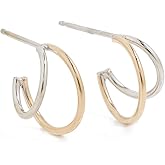 Zoe Chicco Women's 14k Mixed Yellow & White Gold Double Wire Huggie Hoops, Gold, One Size
