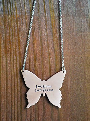 Fucking Ladylike Necklace - Butterfly Necklace - Funny Jewelry - Funny Necklace - Copper