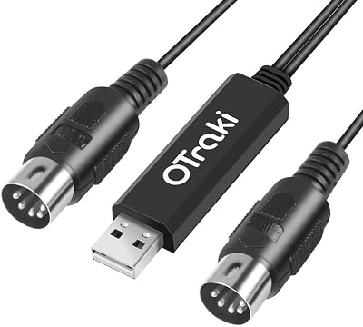 OTraki Midi to USB Cable 5 Pin 3m 10ft MIDI Interface Converter for Keyboard