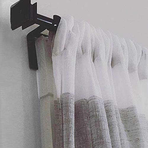 Promisen Hanging Curtain Rod Wall Bracket, Curtain Rod Holders Tap Right Into Window Frame Curtain Rod Bracket, Set of 2, Black Wall Bracket (Black) - Thumbnail 3