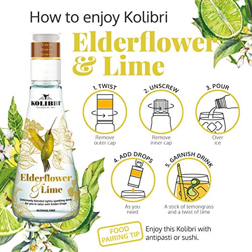 Elderflower & Lime Naturally Flavored Sparkling Water by Kolibri Non