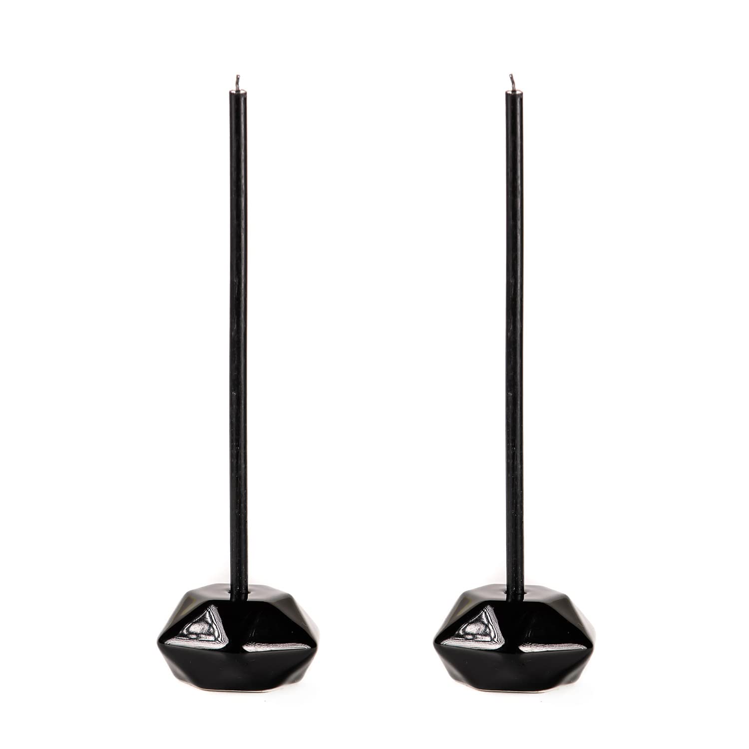 Set of 2 Danilovo Taper Candle Holders for Thin Candles – Handcrafted Ceramic Candle Holder – Sturdy Taper Candle Holders for Candlesticks – Candle Stick Candle Holder for Slim Candles (Black)