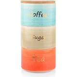 Lot de boîtes à thé, café et sucre en métal de 1 000 ml avec couvercle hermétique en bambou et marqueur de nom pour la cuisine, le thé, le café, le sucre Lot de boîtes à thé, café et sucre en métal de 1 000 ml avec couvercle hermétique en bambou et marqueur de nom pour la cuisine, le thé, le café, le sucre