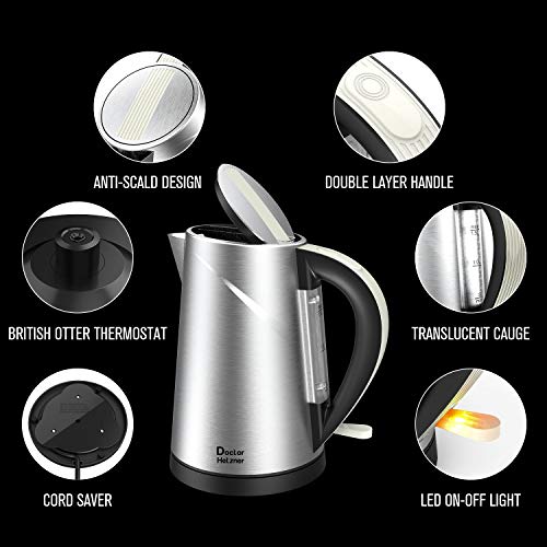 Electric Kettle, Doctor Hetzner Stainless Steel Water Kettle, 1500W