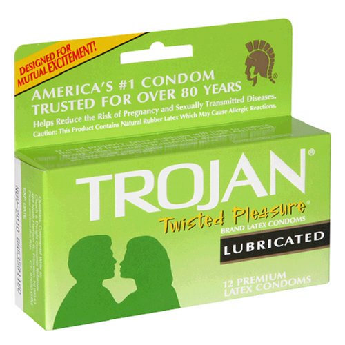 Trojan Twisted Pleasure Latex Condoms, Lubricated, 12-Count Boxes (Pack of 3) image