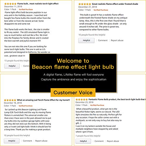 Abameric Flame LED Light Bulbs E26 Base |LED Flame Effect Light Bulb | with Gravity Sensor | Flickering Flame Light Bulb for Indoor/Outdoor Use | for Home/Hotel/Bar/Party Decor | Holiday Gifts(4 Pack)