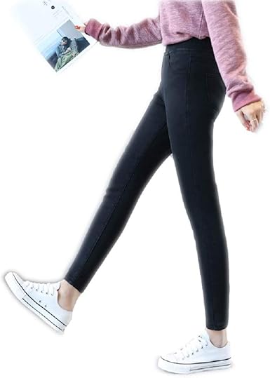 women's fleece lined jeans with elastic waist
