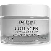 Delfanti-Milano • COLLAGEN with VITAMIN C & ELASTIN • Rejuvenating & Nourishing • Anti-Aging Night Cream • Face and Neck Moisturizer • Made in Italy