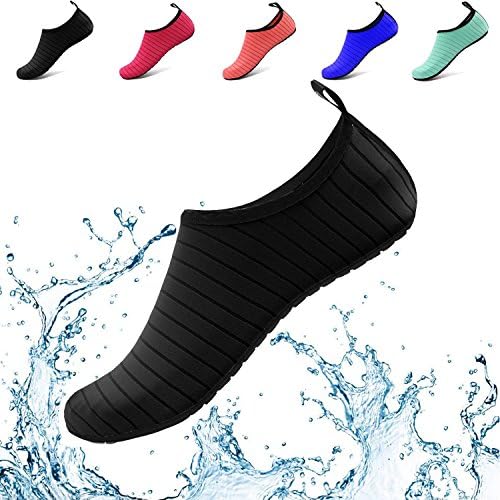 Donppa Water Shoes Women Men Yoga Barefoot Aqua Skin Socks Beach Quick Dry Swim Exercise Surf Pool (US Women 12.5/13,Men 11-11.5, Black)