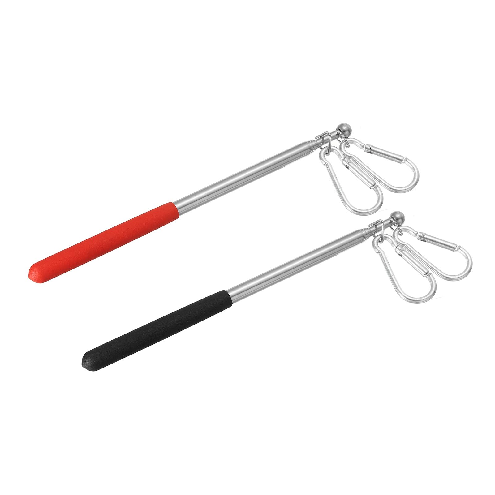 PATIKIL 3.3 Feet Telescopic Handheld Flagpoles, 2Pcs Tour Guide Flag Pole Stainless Steel Portable Collapsible Flag Pole with Clips for Teaching Pointer Training, Red, Black