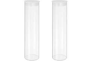 MECCANIXITY Transparent Plastic Storage Tubes, 2" x 8"(50x200mm) Polycarbonate Clear Rigid Round Storage Tubing with Black Lid, 2 Set