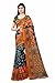 Shonaya Women's Party Wear Bandhani Bhaglpuri Art Silk Printed Saree Sari (Orange & Green)