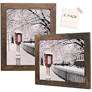 Golden State Art, Set of 2, 11x14 Brown Picture Frame - Wide Molding - Wood Grain Style - Back Hangers for Wall Display - Great for Baby Pictures, Weddings, Portraits
