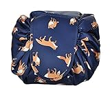 VOJUAN Casual Waterproof Women Toiletry Bags Folding Large Capacity Lazy Cosmetic Bags (Dark blue fox)