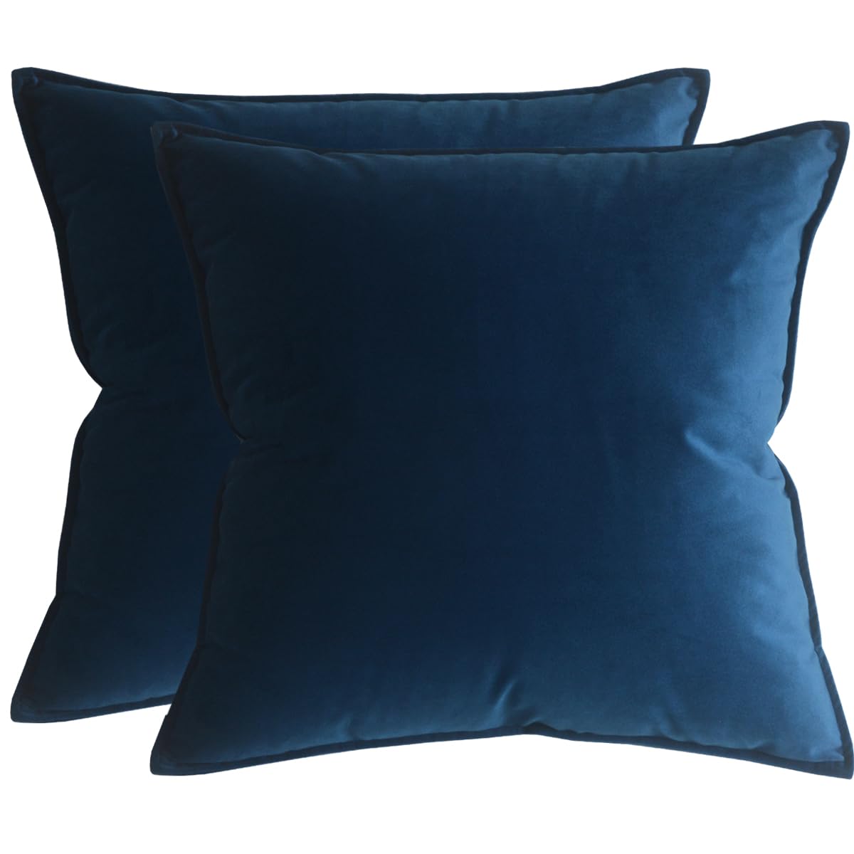 Lutanky Pack of 2 Velvet Cushion Covers Decorative Square Throw Pillow Case Soft Flanges Pillowcases for Sofa Bedroom with Invisible Zipper Navy Blue 45cm x 45cm 18 x 18 Inch — image 1
