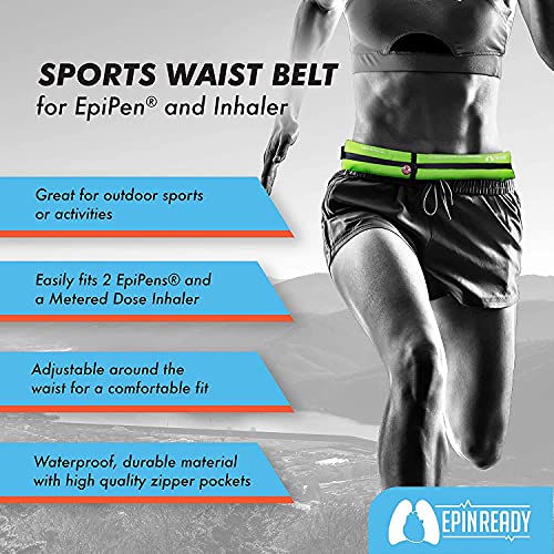 EpiPen Waist Belt with Medical Alert Tag – Fanny Pack for Epinephrine Auto-Injector & Inhaler – Adjustable Pouch for Kids & Adults – Outdoor & Sports Use – Midnight Black