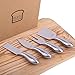Modern 4-piece Set of Brushed Stainless Steel Cheese Knives - For Kitchen Preparation & Serving Knife at Parties; Preferred Use Embossed on Knives - Hard, Soft, Fork, Crumble - Dishwasher Safe