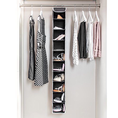 ZOBER Hanging Shoe Organizer for Closet, 10 Shelves Hanging Shoe