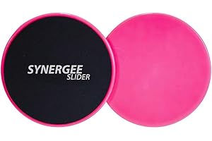 Synergee Core Sliders. Dual Sided Use on Carpet or Hardwood Floors. Abdominal Exercise Equipment