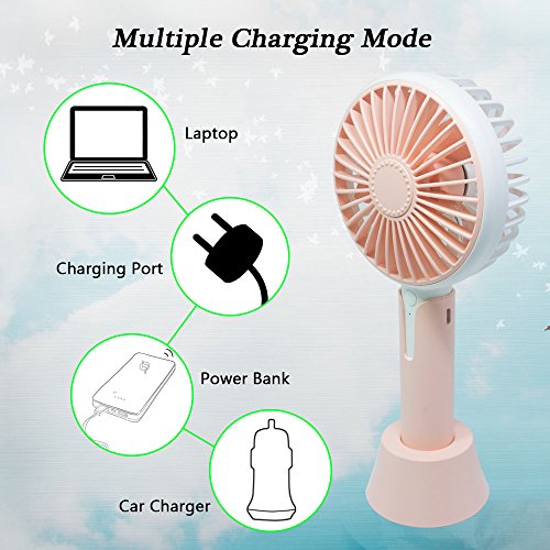 HOMCA Aromatherapy Handheld Fan, Personal Portable Desk Table Cooling Fan Pedestal Fan with USB Rechargeable Battery Operated Electric Fan for Office Room Outdoor Traveling (Pink) - Thumbnail 2