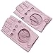 Ambesi Women's Classic 1/2 Finger Leather Driving Gloves Pink L