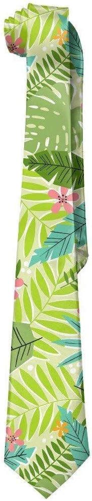 Mens Green Tropical Foilage Necktie Luxury Fashion Skinny Microfiber Tie