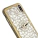 eaLAB Luxury Compatible with iPhone x Glitter Case Bling with Ring Diamond Cover 3D Crystal Spark i Phone 10 with 2 pcs Tempered Glasses