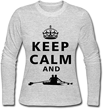 FQZX Women's Keep Calm And Do Rowing Long Sleeve T Shirt Small Gray