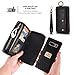 AIFENGCASE Compatible with Samsung Galaxy Note 8 Phone Case,Wallet Case for Women Men Girl,Wristlets Clutch Zipper Leather Pouch Wallet Flip Case Card Holder Magnetic Detachable Back Cover,Black