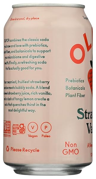 OLIPOP STRAWBERRY VANILLA PREBIOTIC SODA SGL, 12 FZ