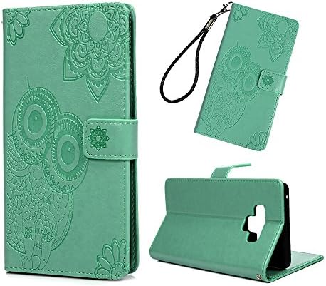 Galaxy Note 9 Case, Note 9 Wallet Flip Case Kickstand Card Slots 3D Embossed Cute Owl Premuim PU Leather Wallet Case Shockproof Soft TPU Inner Bumper Slim Protective Cover for Samsung Galaxy Note 9