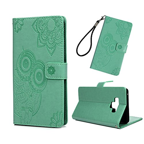 Galaxy Note 9 Case, Note 9 Wallet Flip Case Kickstand Card Slots 3D Embossed Cute Owl Premuim PU Leather Wallet Case Shockproof Soft TPU Inner Bumper Slim Protective Cover for Samsung Galaxy Note 9