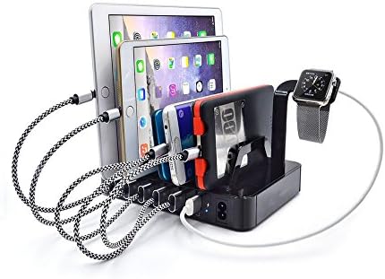 USB Charging Station Dock &amp; Organizer for Smartphones 6-Port, Tablets &amp; Other Gadgets – Multiple USB Charger Station &amp; Cell Phone Docking Station