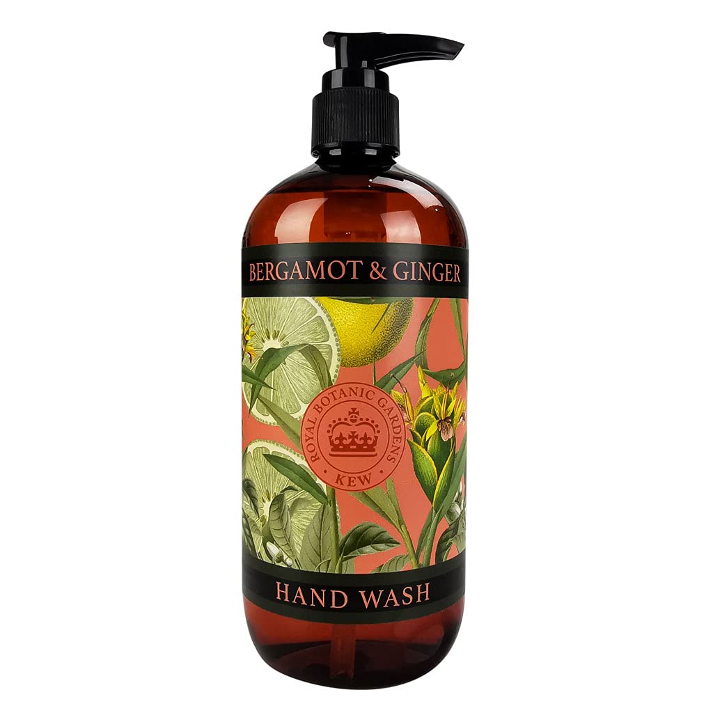 The English Soap Company Kew Gardens Hand Wash, Refreshing Botanical Wash with a Rich Lather, Enriched with Soothing Aloe Vera and Vitamin E, Bergamot and Ginger Scent 500ml
