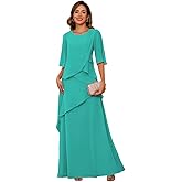 PUXIU Women's Mother of The Bride Dresses for Wedding Chiffon A Line Evening Dress PUS036