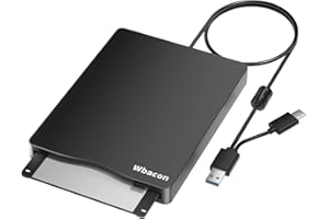 Wbacon USB Floppy Disk Drive, External 3.5inch Floppy Disk Reader for PC, Laptop, and Desktop Computers Compatible with Windows 10/8/7/2000/XP