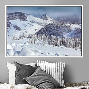 signwin Framed Canvas Wall Art Mountainscape Aerial Dramatic...
