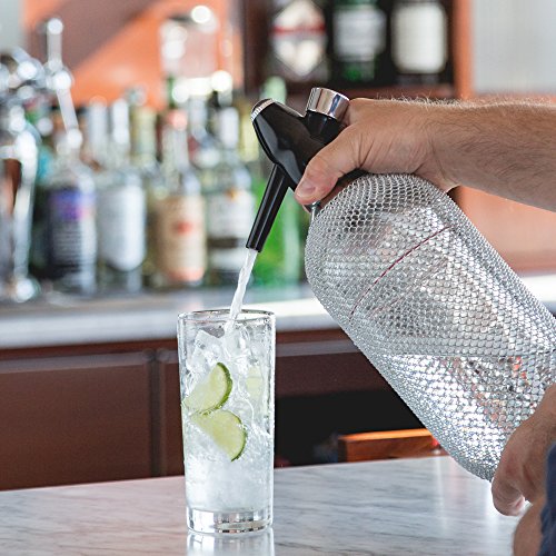 Behind The Bar Glass Soda Siphon with Metal Mesh - 1 Liter
