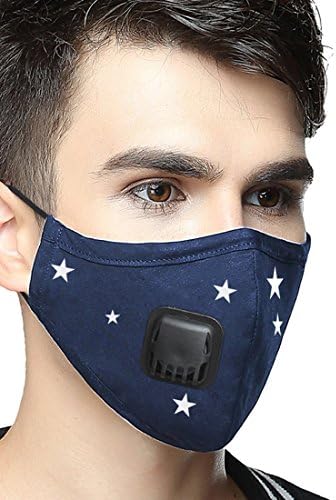 Xianheng Dust Masks with Valve Filter Haze Pollen Allergens Anti Pollution Cotton Mouth Mask for Men Women Blue