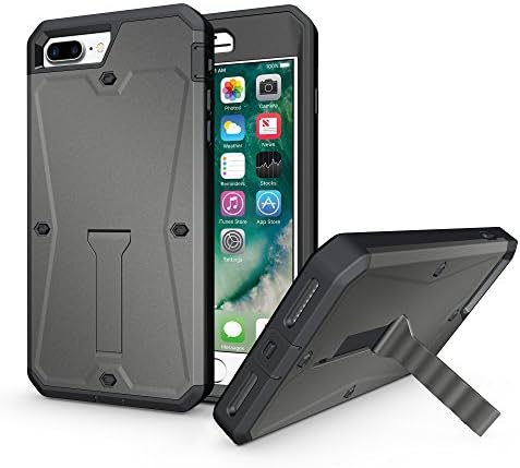 iPhone 7 Plus Case,AMACASE [Tank Series] Heavy Duty Dual Layer [Full Body] Protection [ Soft TPU + Hard PC] With Built-in Screen Protector Kickstand Bumper For iPhone 7 Plus 5.5 inch -Gray