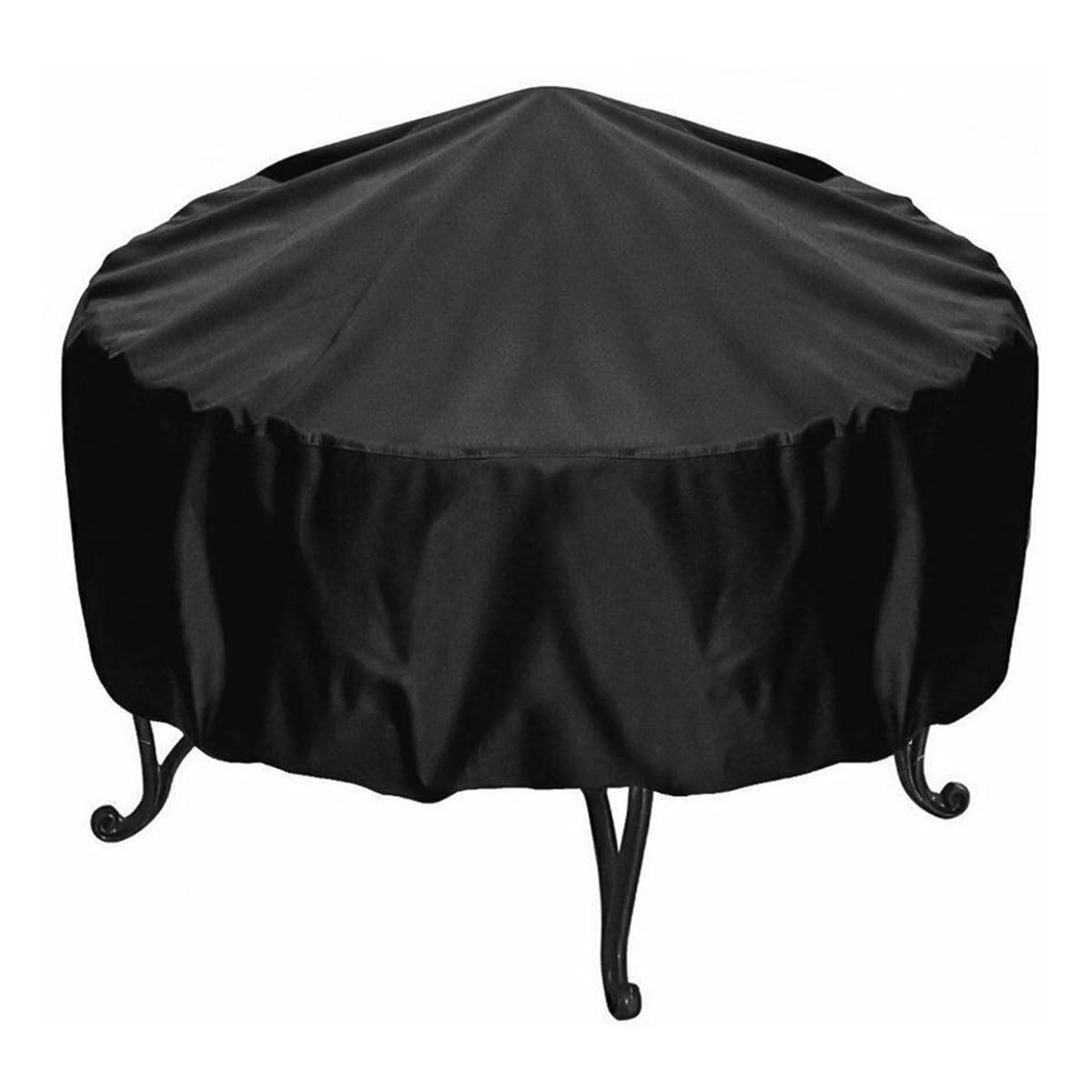 NUZAMAS Round Fire Pit Cover 77x31cm Waterproof Dust-proof Outdoor Garden Patio Protective Cover with Drawstring Patio Fireplace Cover for Stove Black