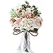 Pauwer Artificial Rose Flower Bouquet for Bride Bridesmaid Handmade Peony Wedding Bouquet Silk Bridal Bouquet Holding Flowers