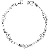 925 Sterling Silver Dog Bone and Paw Print Link Charm Bracelet for Dog Lover LSCB20