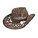 Brown Boho Hip Cowgirl Hat, Lace-Look Straw w/ Raffia Band - Shapeable Brim