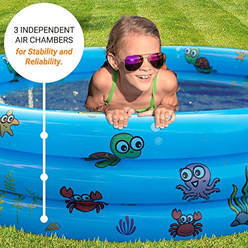 AsterOutdoor Kids Inflatable Swimming Pool 3 Rings Round Pools Baby