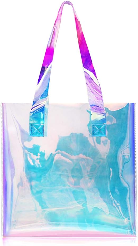 Clear Tote Bag Holographic Transparent PVC Bag Large Capacity
