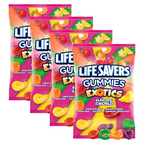 LIFE SAVERS Exotics Gummy Candy 7 oz Bag Pack of 4