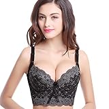 Sunsent Women Side Support Boost Push Up Embroidery Bra Underwire Adjustable Bra