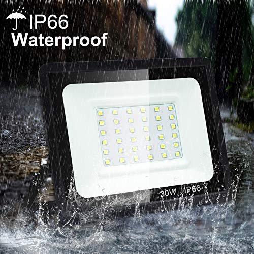 Dersoy 50W LED Flood Light Outdoor, 4500LM IP66 Waterproof LED Work Lights, Super Bright 6500K Daylight White Outdoor LED FloodLight Wall Light Garden Lights with 1.5m Cable for Patio, Backyard