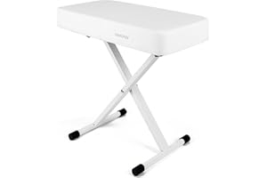 TENTOTEN Piano Bench Piano Stool, Keyboard Bench Easy to Adjust, Comfortable Padded Piano Seat Adjustable Piano Bench Strong Portable Keyboard Stool (White Pro)